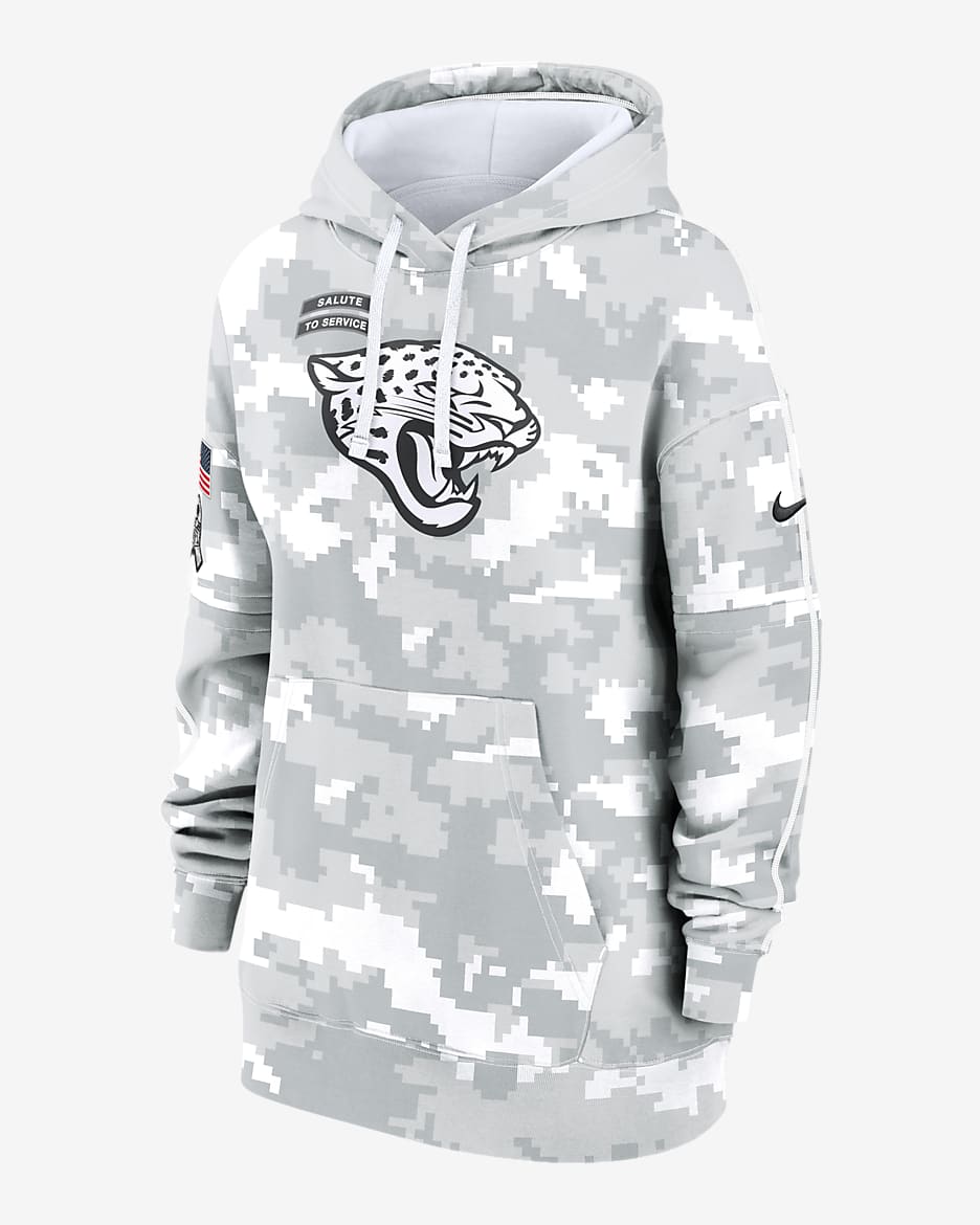 Jacksonville Jaguars Salute to Service Primary Edge Club Women s Nike NFL Pullover Hoodie. Nike